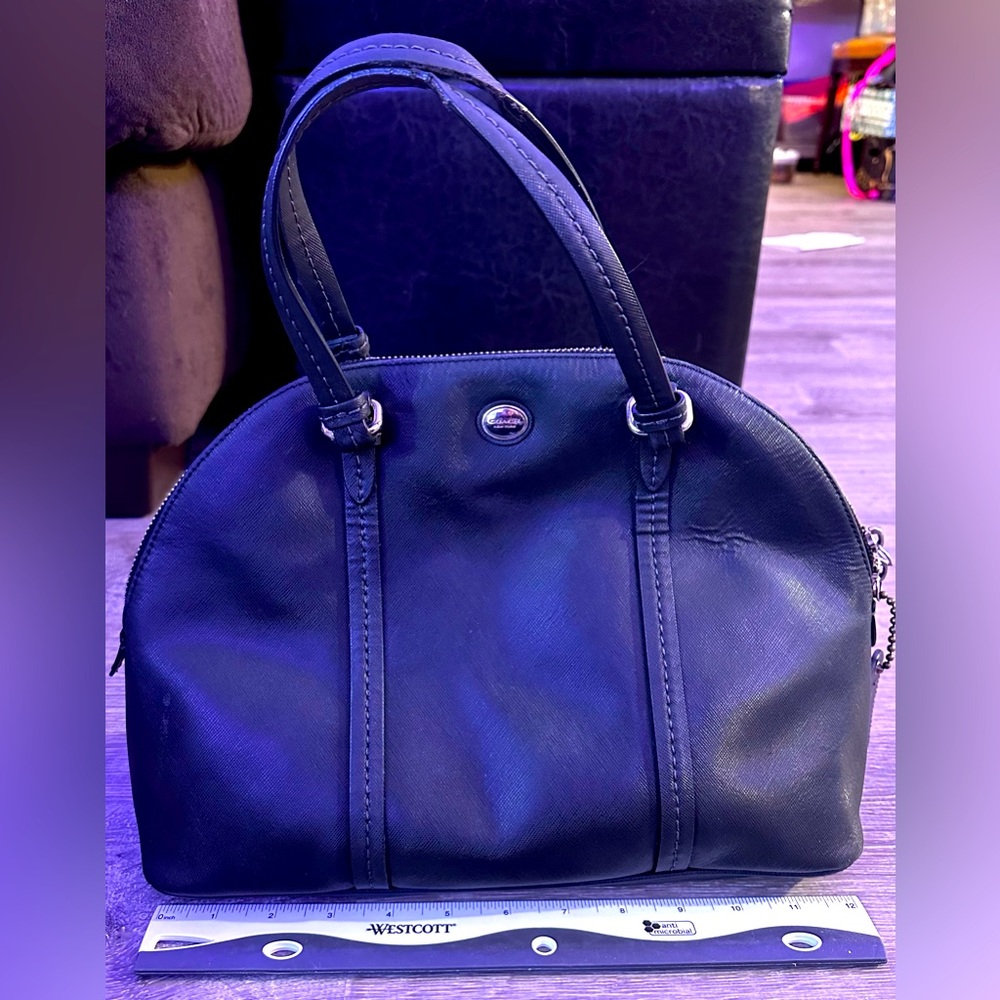 COACH - Large Black Leather ‘Peyton’ Domed Satchel #F25671